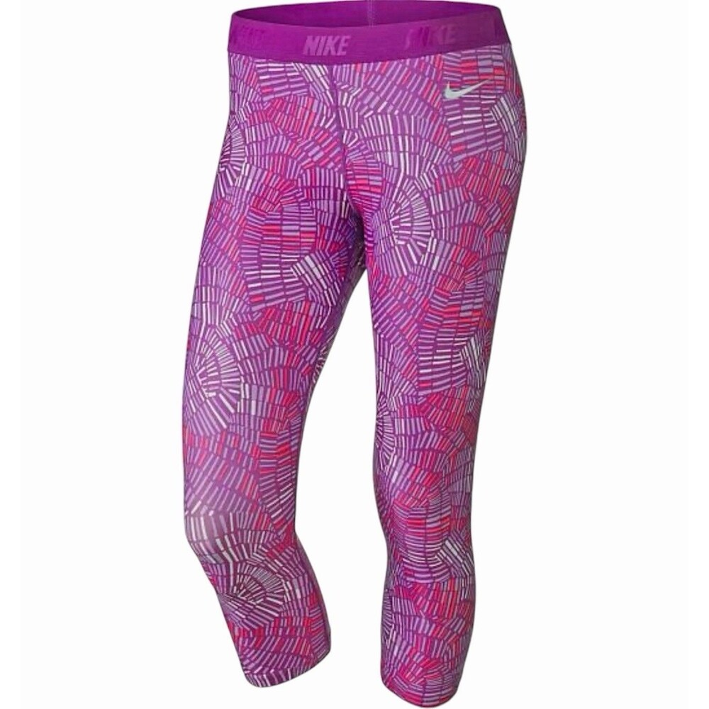 Nike Women's Size‎ S Dri-Fit Print Capri Golf Tights Cosmic Purple #744818 Gym